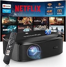 4K Projector with Wifi and Bluetooth, ELEPHAS Outdoor Movie Projector with NETFLIX/Prime Video/YouTube Built-in, 100,000+ Apps Supported, Video Projector Compatible with HDMI/USB/iOS/Android/Windows
