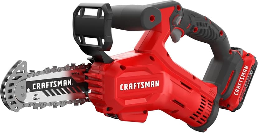 CRAFTSMAN V20 Cordless Pruning Saw, 6" Chain, Small Chainsaw with Battery and Charger Included (CMCCS320D1)
