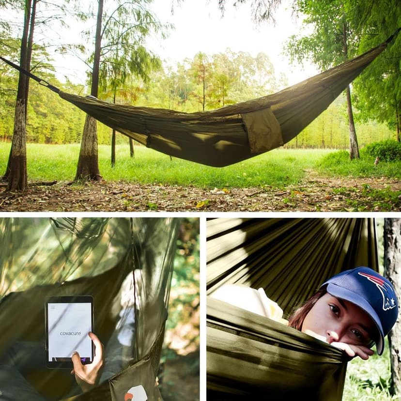 COVACURE Camping Hammock with Net - Lightweight Double Hammock 2 * 10ft Straps, Portable Hammocks, Camping Accessories for Outdoor, Hiking, Camping, Backpacking, Travel, Beach