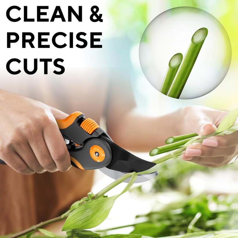 Bypass Pruning Shears with Ultra Sharp Blades - Premium Pruners w/Adjustable Feature for Any Hand Size - Ergonomic & Sturdy Scissors For Gardening - Perfectly Cutting Through Anything in Your Yard