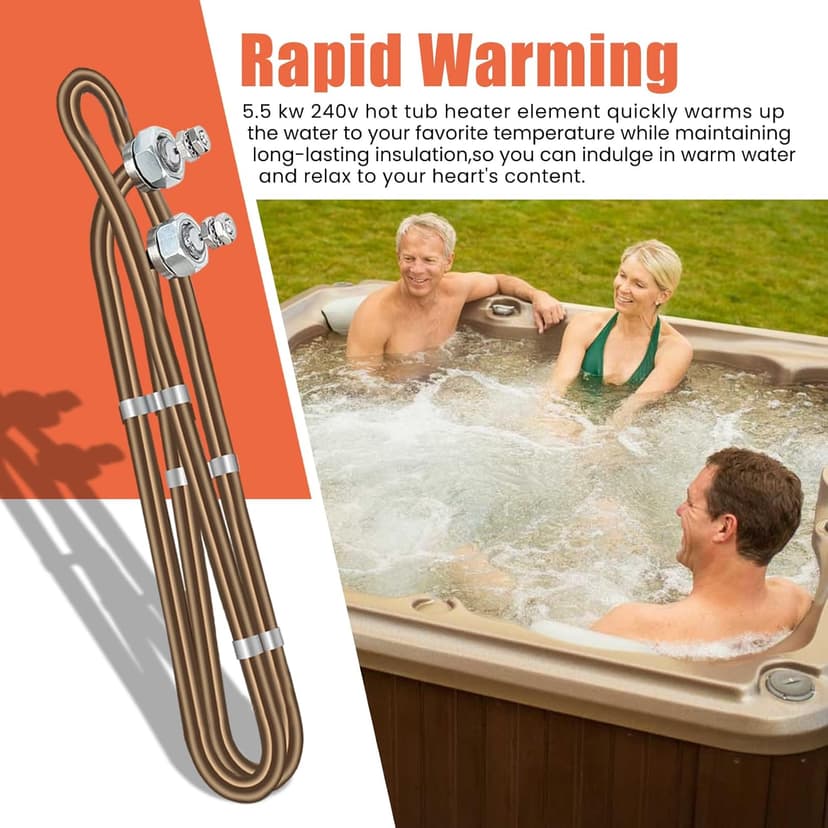 5.5kw 240v Titanium Hot Tub Heater Element for Balboa Spa Heater Element, Replacement Flo-Thru Universal Hot Tub Heater Element, Also for Spa Electric Heater Element Replacement (5.5kw)
