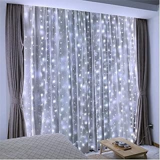ZSJWL 300 LED White Curtain Lights, 9.8x9.8Ft DIY Windows Fairy String Lights with Remote 8 Modes Timer for Bedroom, USB Plug in Fairy Curtain Lights for Indoor Outdoor Weddings Party Garden Wall