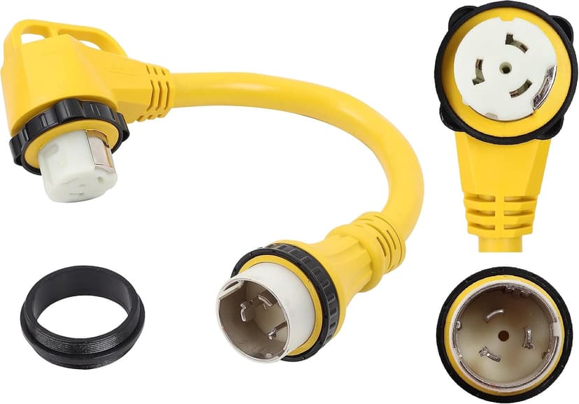 ONETAK SS2-50P to SS2-50R 1.5FT Right Angle 90 Degree 120V/240 50 Amp Male to Twist Lock Receptacle Generator RV Marine Shore Boat Power Cord Adapter