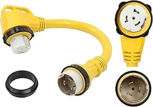 ONETAK SS2-50P to SS2-50R 1.5FT Right Angle 90 Degree 120V/240 50 Amp Male to Twist Lock Receptacle Generator RV Marine Shore Boat Power Cord Adapter