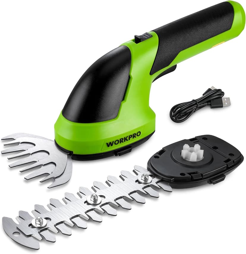 WORKPRO Cordless Grass Shear & Shrubbery Trimmer - 2 in 1 Handheld 7.2V Electric Grass Trimmer Hedge Shears/Grass Cutter Rechargeable Lithium-Ion Battery and Type-C Cable Included