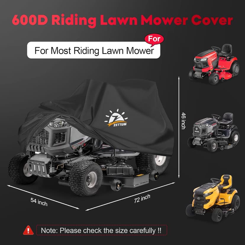 Riding Lawn Mower Cover - Lawn Tractor Covers Waterproof & Heavy Duty, 600D Outdoor Mower Cover Universal fit with Storage Bag for John Deere, EGO, Toro, Craftsman, Husqvarna, Honda and More