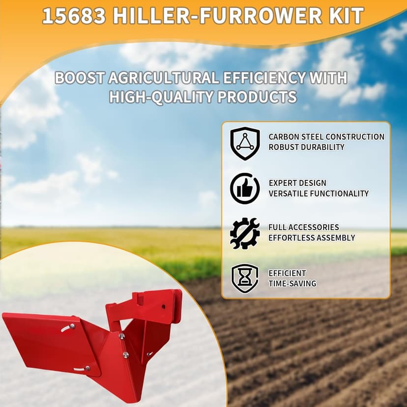 15683 Hiller-Furrower Kit for Rear Tine Tillers, Adjustable Wings, Three Connection Options, Easy Installation, Thickened Materials, Suitable for All Land Types, 2-Year Warranty.