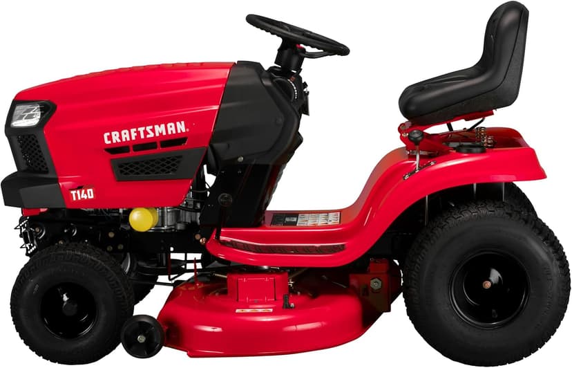 CRAFTSMAN 46" Automatic Gas Riding Lawn Mower with 18.5 HP* Briggs and Stratton Single-Cylinder Engine, Gas Lawn Tractor with Foot Pedal Control, Red/Black