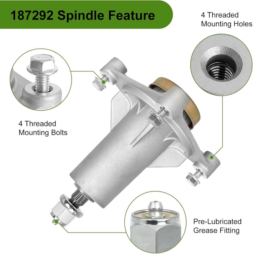 Belleone 187292 Mower Spindle for 42" 46" 48" 54" Deck, 587819701 Mandrel Assembly Fits for Craftsman Husqvarna Ariens Poulan Pro, Replace for 192870 532187281 532187292 567253301