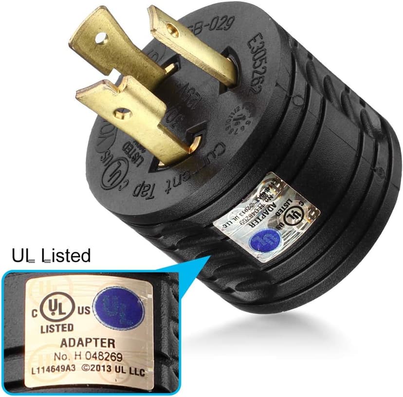 Miady RV Generator Adapter, 3-Prong 30A Male to 30Amp Female RV Power Plug for Camper Motorhome Trailer/UL Listed