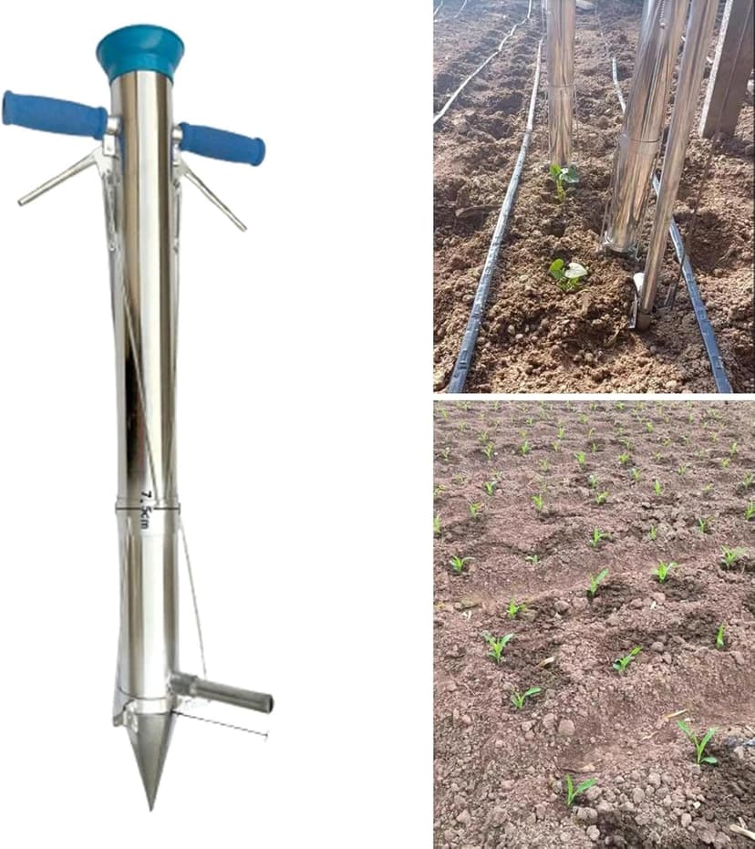Long Handheld Bulb Planter Sod Plugger Multipurpose Seedling Transplanter, Double Handle