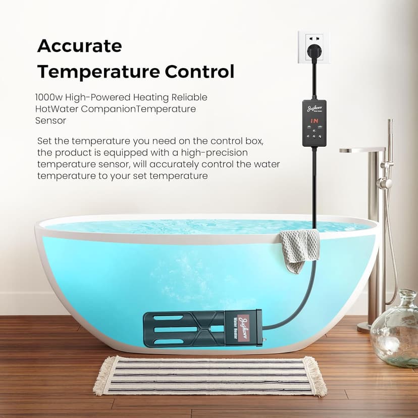 Hot Tub Heater, Bathtub Heater, Spa Heater, Immersion Water Heater: Portable Hot Tub Heater with Cast Aluminum, Digital Display & Temperature Sensor for Fast, Safe Heating