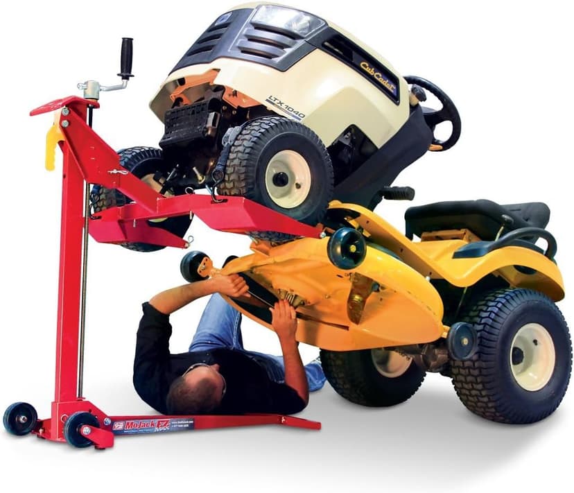 MoJack EZ Max - Riding Lawn Mower Lift, 450lb Lifting Capacity, Fits Most Residential & ZTR Mowers, Space-Saving Folding, Ideal for Mower Maintenance & Repair, Red