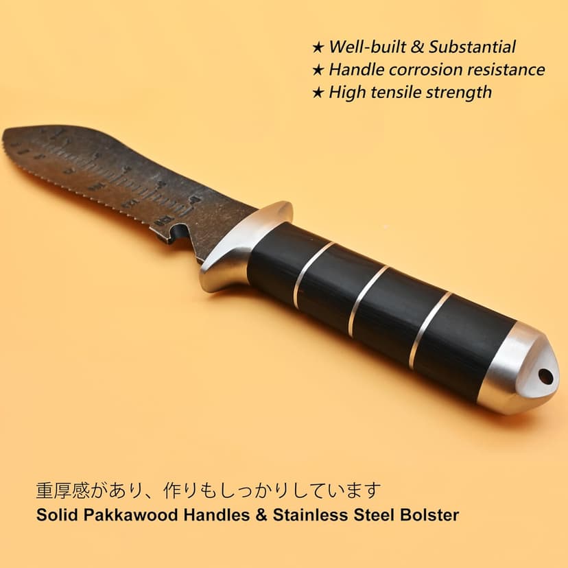 TONMA Hori Hori Garden Knife [Made in Japan] Heavy Duty Stainless Steel Japanese Hori Knife with Sheath Garden Tools, Natural Wenge Wood Handle, Full Tang, 5.5-Inch Blade