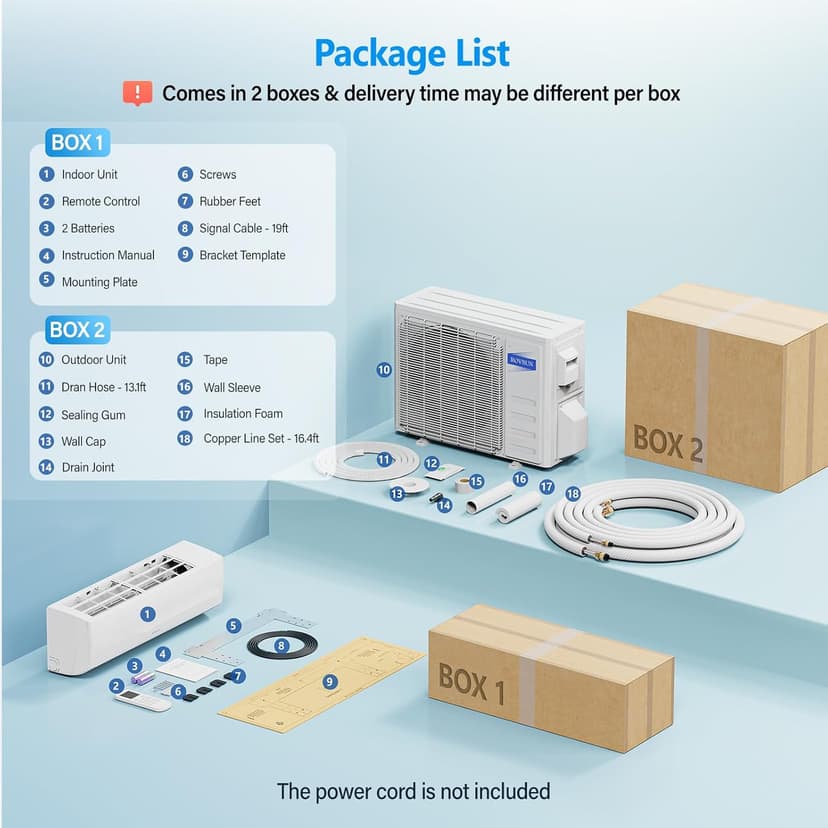 ROVSUN 9000 BTU Wifi Enabled Mini Split Air Conditioner & Heater with Inverter, 19 SEER2 Energy Saving 115V Ductless Split AC Unit with Pre-Charged Condenser, Heat Pump & Installation Kit