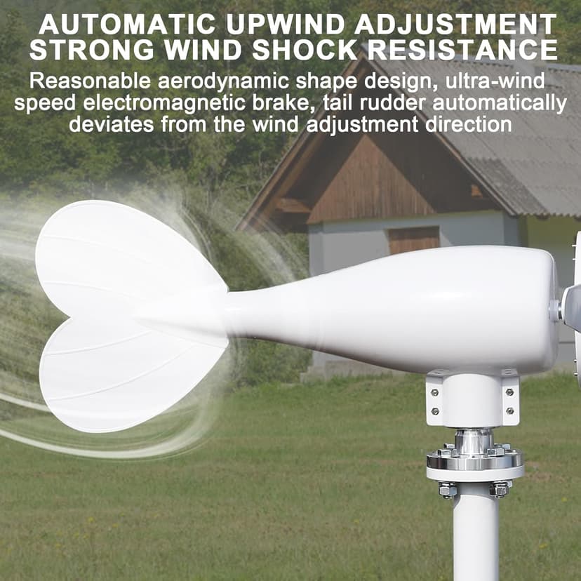 800W Wind Turbine Generator Kit, 6-Blade 12V/24V Wind Energy System, Durable Electromagnetic Power Generator for Home, RV, and Off-Grid Use White