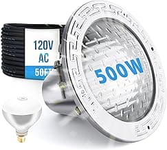 120V 10-Inch Pool Light for Inground Pools, IP68 Waterproof Pool Lights, Includes 2 x 500W Incandescent Bulbs, 50ft Cord - Direct Replacement Pentair EC602168, Fits 10'' Pool Niche