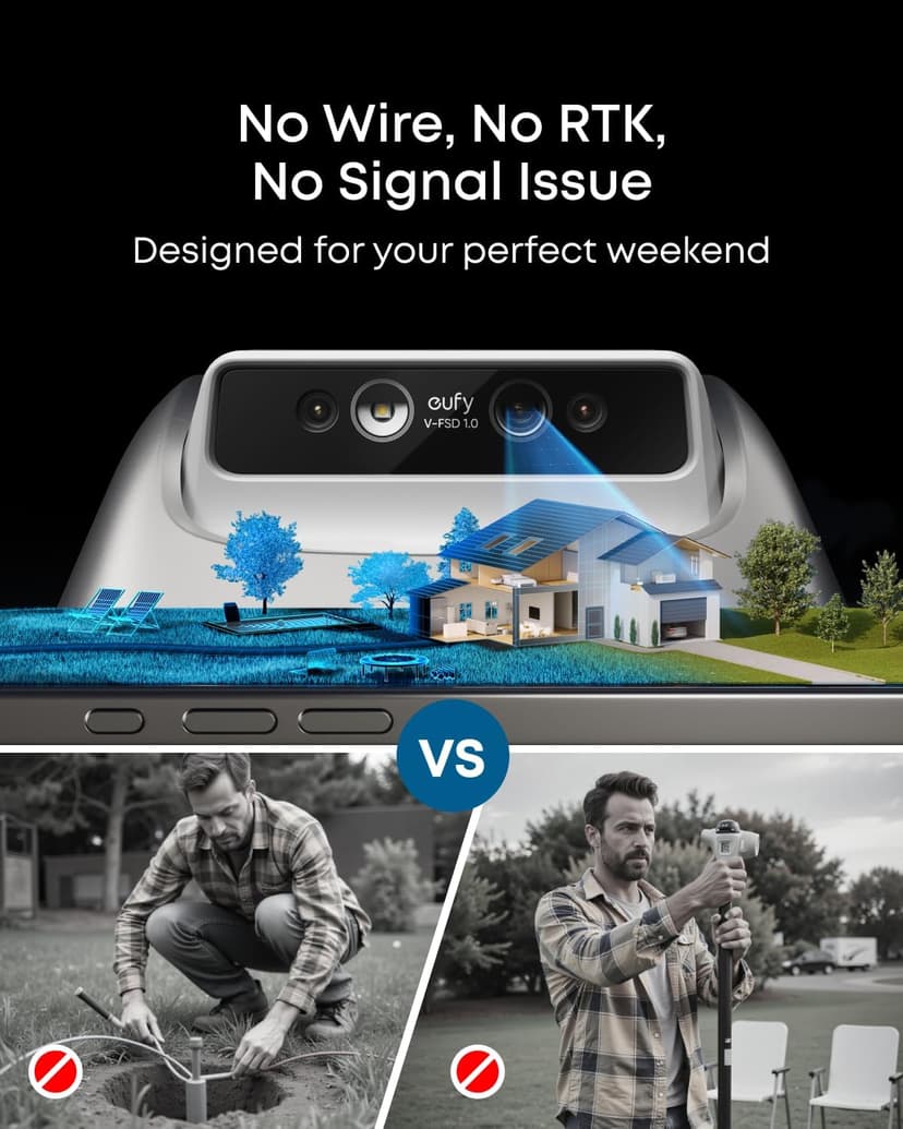 eufy Robot Lawn Mower E15, No Wire, No RTK, No Signal Issue, Hands-Free Auto Mapping, Precise Obstacle Avoiding, Reliable Lawn Maintenance, Worry-Free Experience