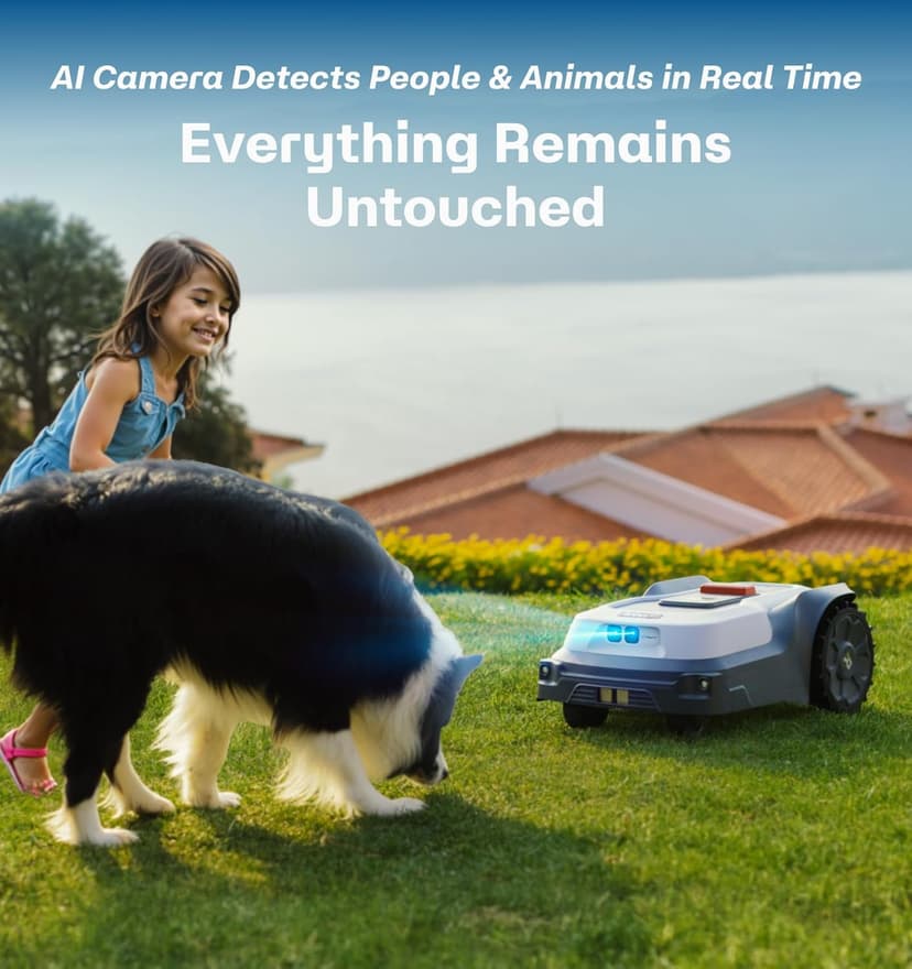Robot Lawn Mower Boundary Wire-Free T1200Pro 2025 Version, Unlimited Mowing Zones, Customized Mowing Setting, RTK+ Real-time AI Vision Navigation and Obstacle Avoidance