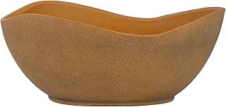 Classic Home and Garden Arc Unique Planter Bowl w/Drain Plug - UV Resistant Shallow Planter - Modern Plant Pot for Herbs (12” Georgia Clay)