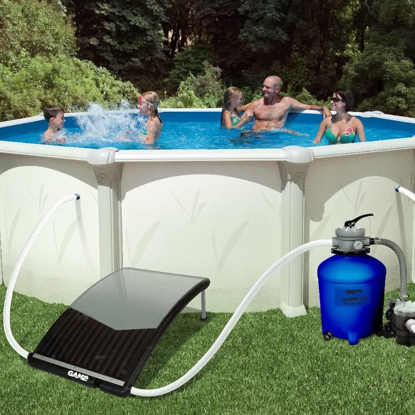 GAME 4721-BB SolarPRO Curve Solar Pool Heater, Made for Intex & Bestway Above-Ground and Inground Pools, Includes Intex Adapters, 2 Hoses & Clamps