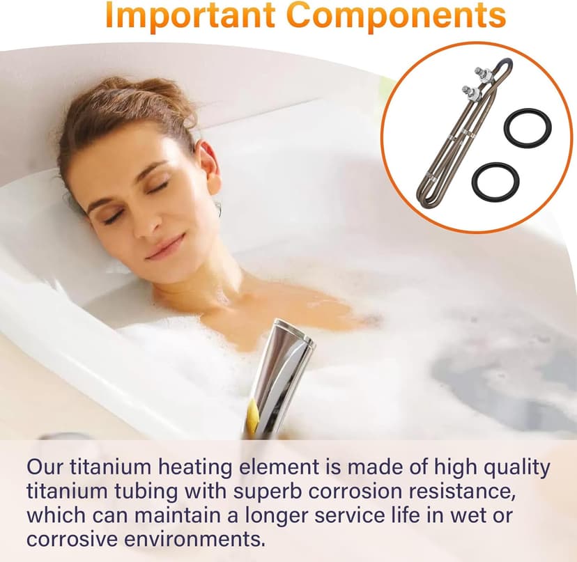 4KW 240V Universal Titanium Hot Tub Heating Element Replacement for Balboa Spa Heater Element, Flo-Thru Hot Tub Heater Element for Spa Electric Heaters and Swimming Pools