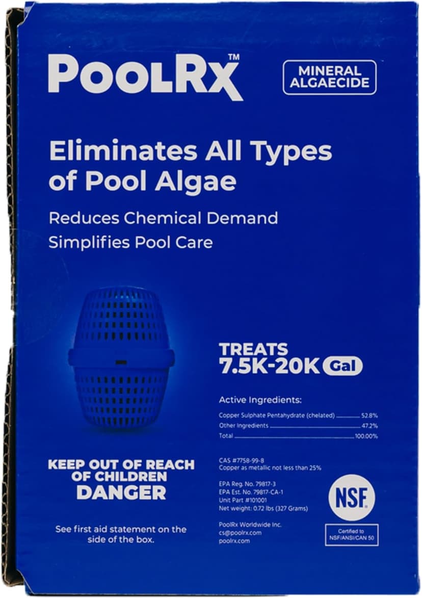 Pool RX 101001 6 Month Algaecide Blue Treats 7.5k-20k gallons, Single, Unit