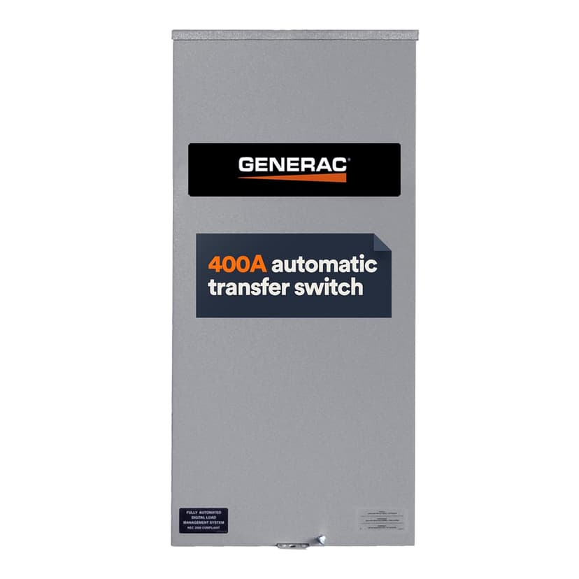 Generac RTSW400A3 400 Amp Single Phase Generator Automatic Transfer Switch - Service Entrance Rated - NEMA 3R Outdoor Rated Aluminum Enclosure - Power Management for Indoor and Outdoor Use