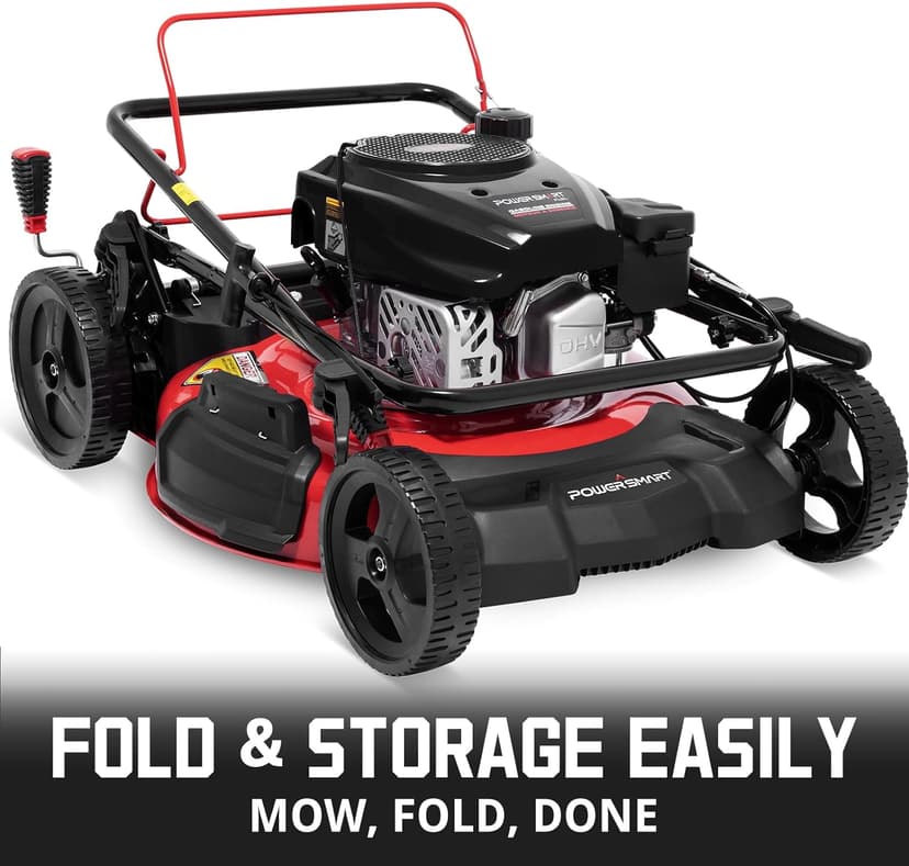 PowerSmart Self Propelled Gas Lawn Mower, 21-Inch 170cc OHV Engine RWD Single-Speed 3-in-1 with Bagging