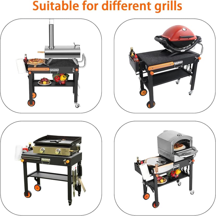 Grill Table, Blackstone Griddle Stand, Grill Carts Outdoor With Wheels, Used for Blackstone Griddle And Weber, Foldable Quickly Ninja Grill Stand Suitable for Travel/Camping