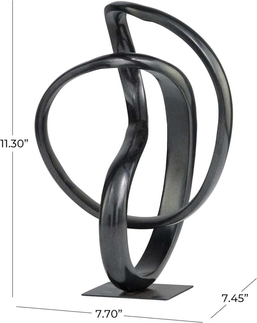 Deco 79 Aluminum Metal Abstract Decorative Sculpture Home Decor Statue, Accent Figurine 8" x 7" x 11", Dark Gray