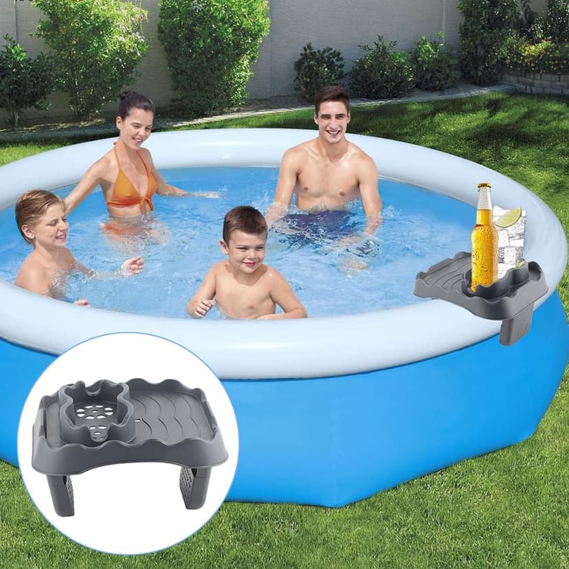 Hot Tub Table, Side Table Swimming Pool Spa Anti Slip Adjustable Hot Tub Side Table for Tables Tubs All Weather Cup Holder with Tray Bathtub Spa Outdoor Patio Drain Holes (Gray)