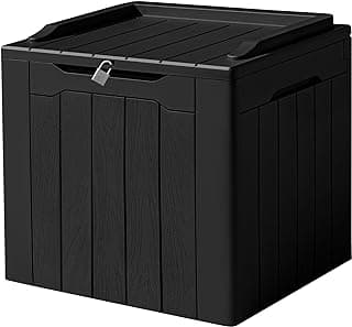 Devoko 31 Gallon Waterproof Outdoor Storage Box Resin Deck Box Lockable and UV Resistant for Patio Furniture,Garden Tools (Black)