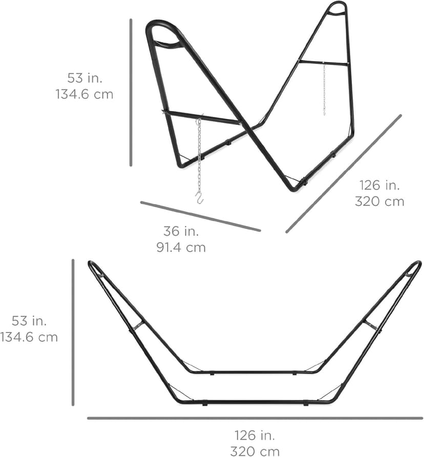 Best Choice Products Adjustable Portable Hammock Stand, Outdoor Patio Weather-Resistant Steel for 9-14ft Hammocks w/Hanging Hooks, Powder-Coated Finish, Carrying Bag, 450lb Weight Capacity