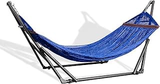 Best Home Fashion Hammock with Collapsible Steel Stand & Carrying Case, Portable & Adjustable, Perfect for Camping Beach Summer Patio, EZ Daze Foldable Hammock with Stand - Navy