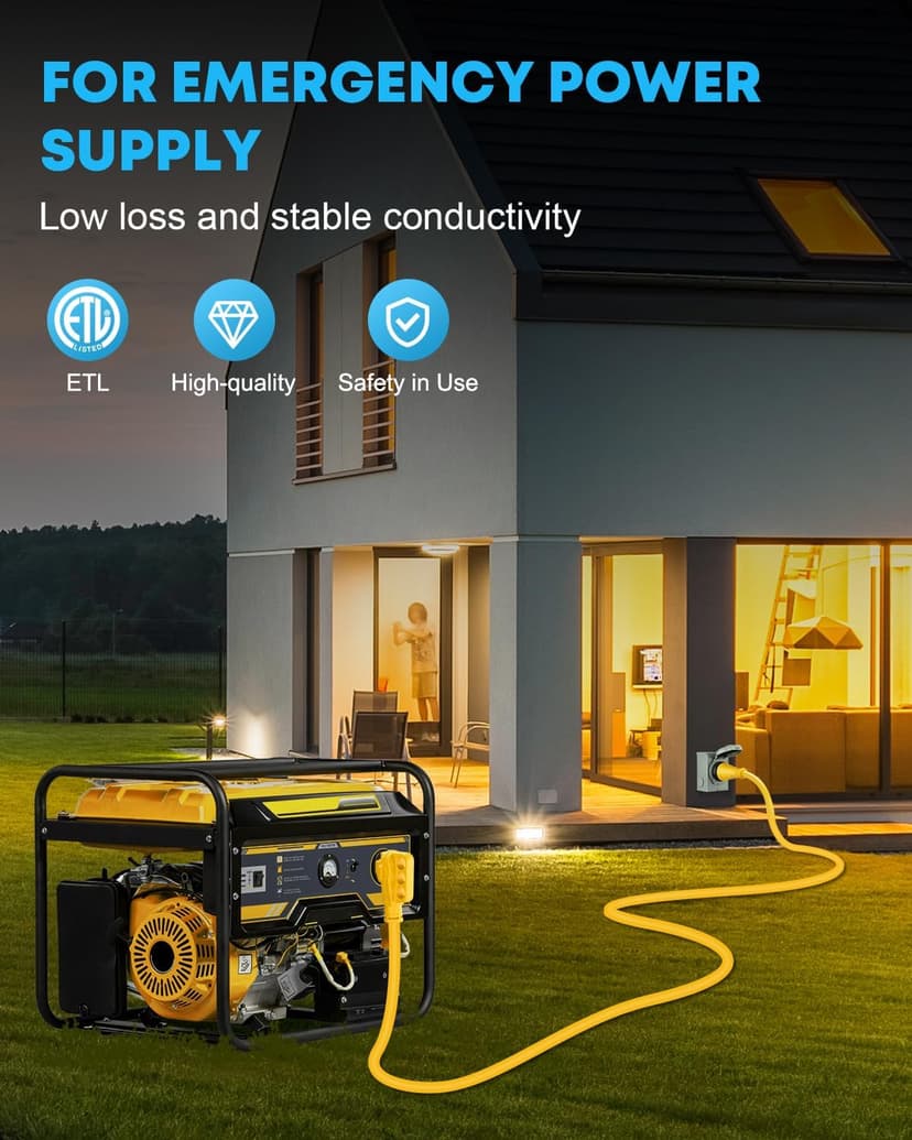 Kohree 50 Amp Generator Cord and Pre-drilled Power Inlet Box, 20FT 4 Prong NEMA 14-50P to SS2-50R 10 Gauge Generator Extension Cord, SS2-50P Power Inlet Box Kit, 125/250V, 12500W with Cord Organizer