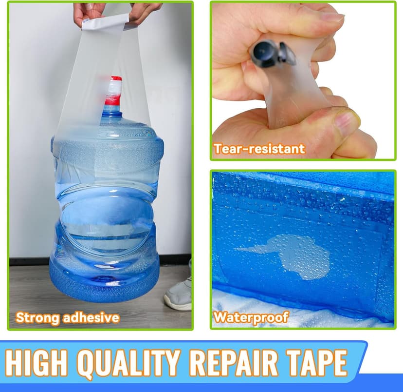 Birllaid Inflatable Patch Repair Kit Waterproof Heavy Duty, Clear TPU Repair Tape for Bounce House, Tent, Canvas, Canopy, Pool Floats, Swimming Ring