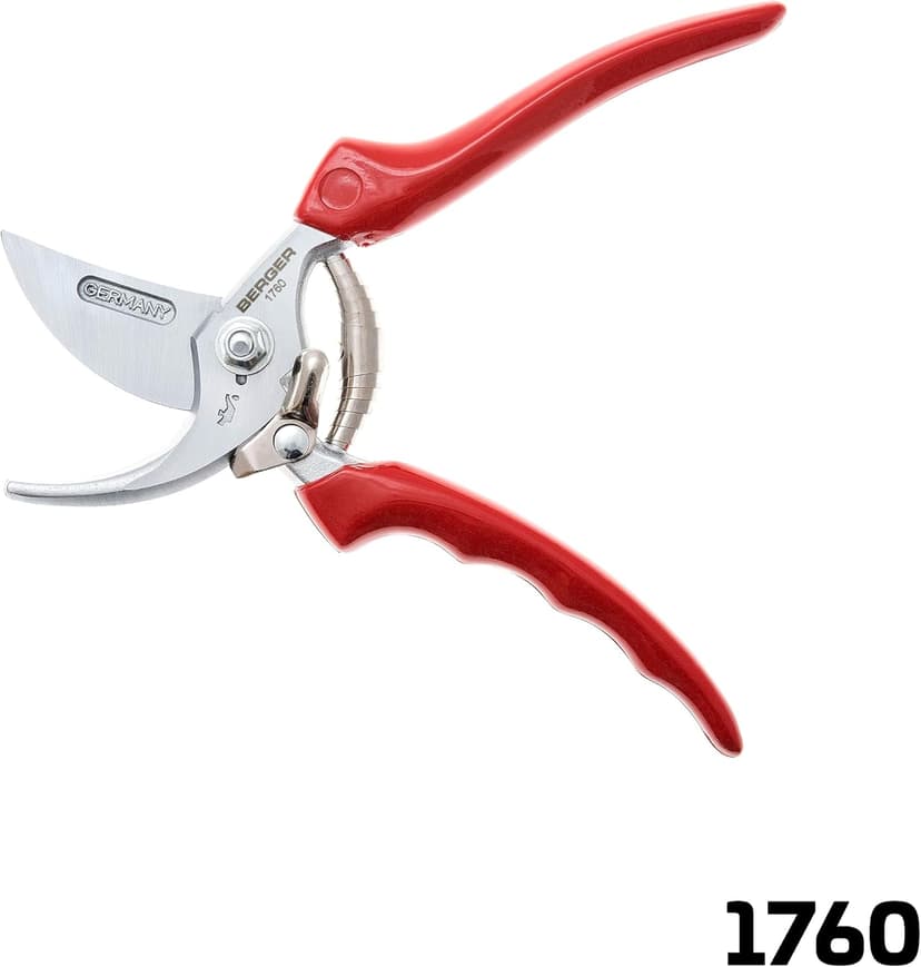 Professional Pruning Shear, Chrome-Coated Straight Blade, Forged Steel Body, Sap Groove to Prevent Sticking, Wire Cutting Notch, 1760