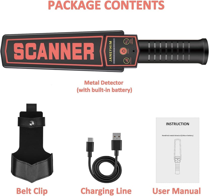 Metal Detector Wand Rechargeable,Nail Finder,Metal Detector Wand for Woodworking,Security Wand (with Built-in Battery, with Charging Line)