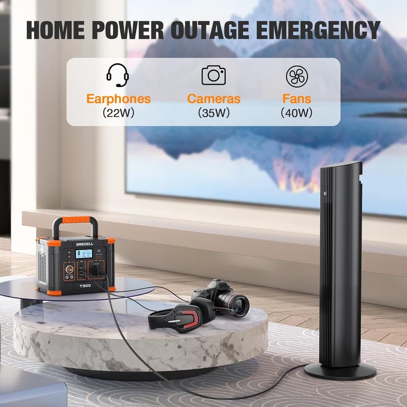 Portable Power Station 300W (Peak 600W), GRECELL 288Wh Solar Generator with 60W USB-C PD Output, 110V Pure Sine Wave AC Outlet Backup Lithium Battery for Outdoors Camping Travel Hunting Home Blackout