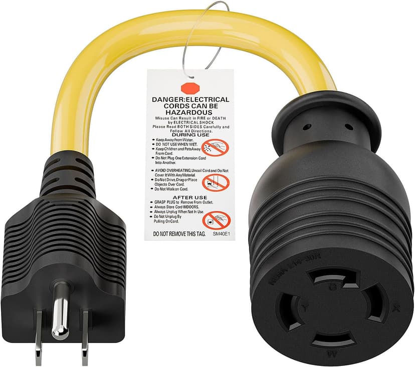 NEMA 5-15P to L14-30R Power Adapter Cord, WINXUS Household 15Amp to Generator Lock in 30Amp Adapter Cord, 3 Prong to 4 Prong Generator Transfer Switch Converter, STW 12AWG,1FT
