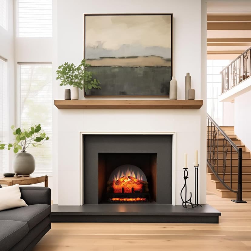 PuraFlame 24" Free Standing Electric Fireplace Log Set Insert, 750W/1500W Heater, 6 Flame Colors with 5 Brightness, Crackling Sound, Remote Control