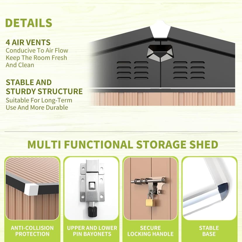 Metal Storage Shed,Outdoor Storage Building 10x12,Large Backyard Shed with Lockable Doors,Waterproof Outside Storage Sheds
