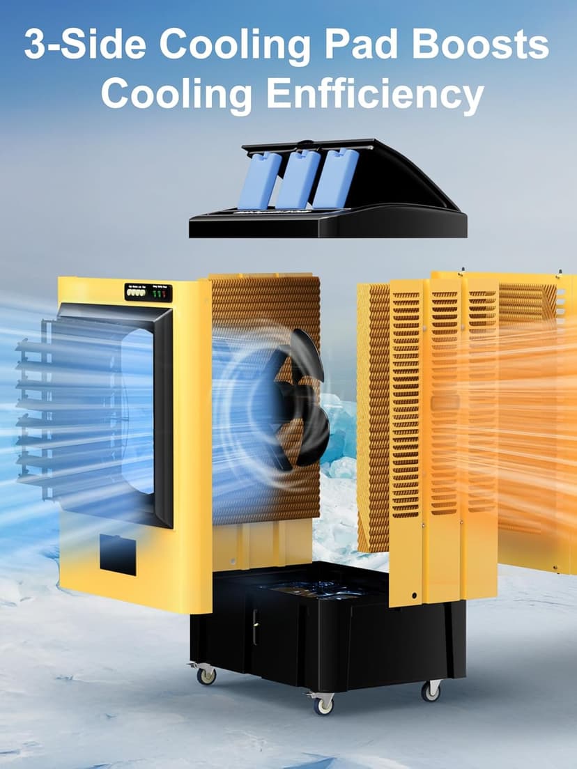 4800 CFM Swamp Cooler Air Conditioner, 41" Evaporative Air Cooler with 10.6 Gal Water Tank, 3 Speeds, 120°Oscillation, 3 Ice Packs, Outdoor Air Conditioner for Garage, Patio, Yard, Factory