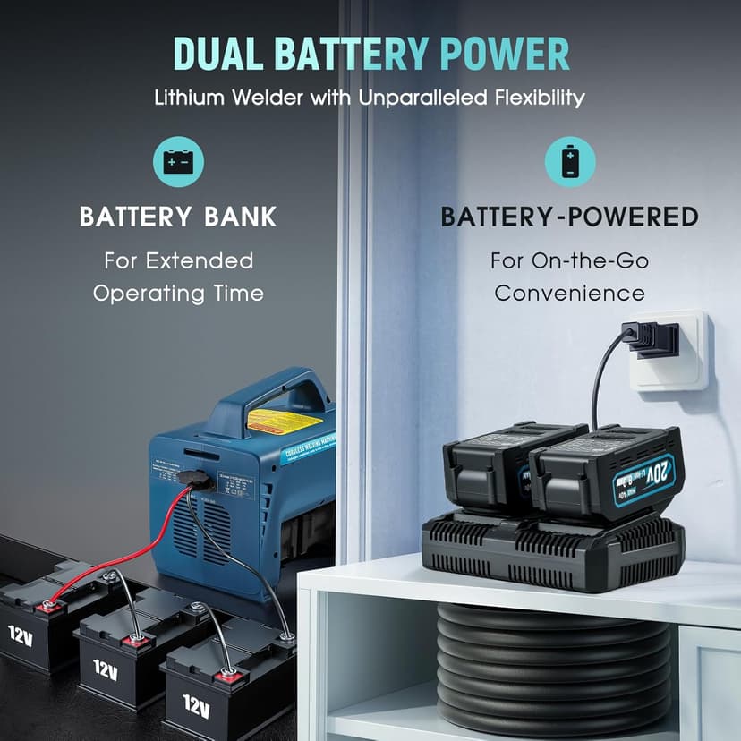 Cordless Welding Machine Upgraded Battery Powered Welder Machine MMA 160A 110V with 4 Batteries Portable LED Display Digital IGBT Inverter Stick Welder Hot Start Portable MMA ARC Welder Machine