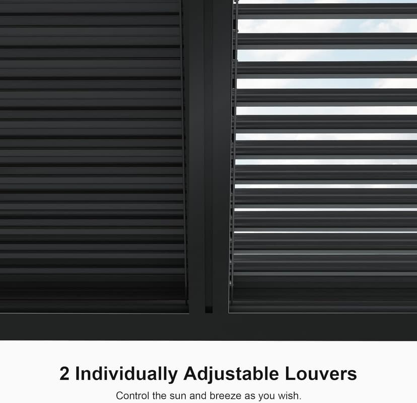PURPLE LEAF LED Louvered Pergola 94AS 10'x 14' Full Aluminum Frame and Adjustable Roof Integrated Strip Lights for Outdoor Deck Garden Patio Gray Hardtop Gazebo Pergola