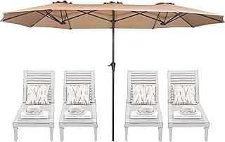 SUPERJARE 13FT Outdoor Umbrella for Patio, Double sided Pool Umbrellas with Fade Resistant Canopy, Large Table Umbrella for Deck, Market, Backyard - Beige