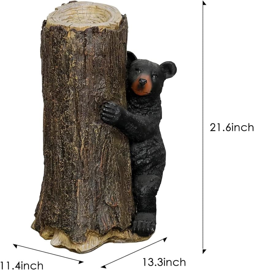 SKYFIRE Outdoor Garden Statues - 11.4”x 13.3”x 21.6“ Black Bear Tree Hugger Outdoor Sculpture for Home Decor, Concrete Lawn Ornament Decorations for Garden, Yard, Decor, House, Office Decor
