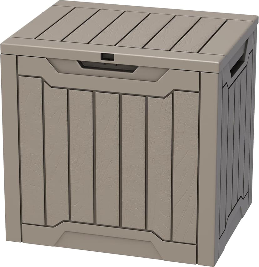 YITAHOME 31 Gallon Outdoor Storage Deck Box, Waterproof Resin Package Delivery and Storage Box with Lockable Lid for Patio Furniture Cushions, Pool Accessories, Garden Tools, Taupe