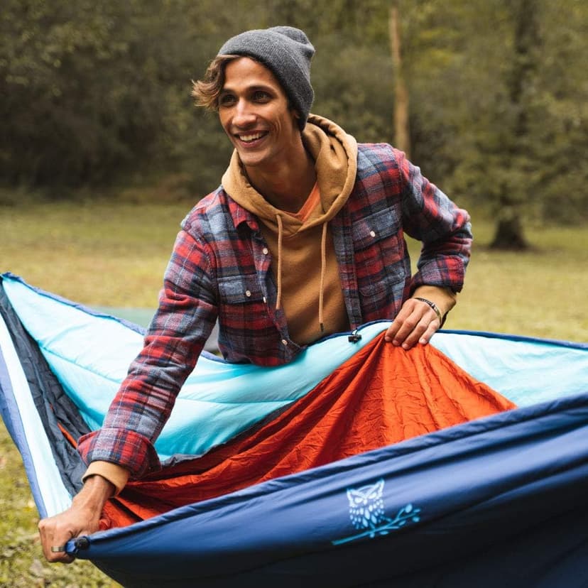 Wise Owl Outfitters Hammock Underquilt for Camping Hammock - Insulated Synthetic Underquilt for Single and Double Hammocks Blue